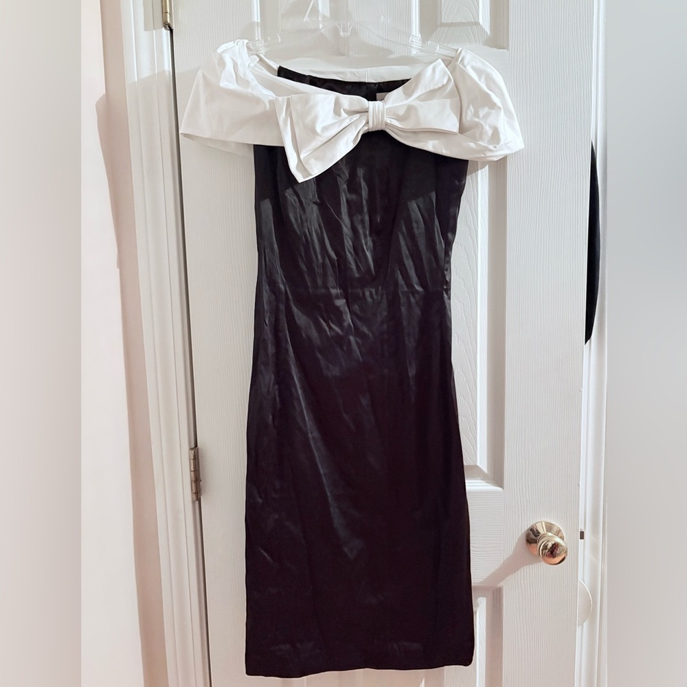 Newport News Strapless Black Dress with White Bow